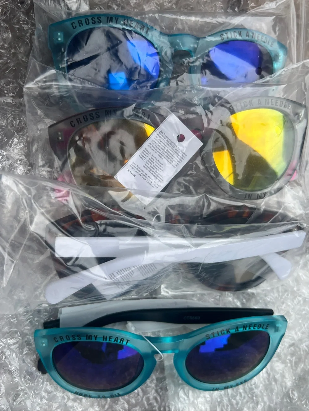 CROSS MY HEART HOPE TO DIE STICK A NEEDLE Mirrored Sunglasses Fraudster Bundle